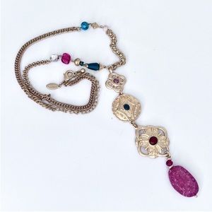 NEW Chico’s Gold Medallion Long Pendant Y Necklace